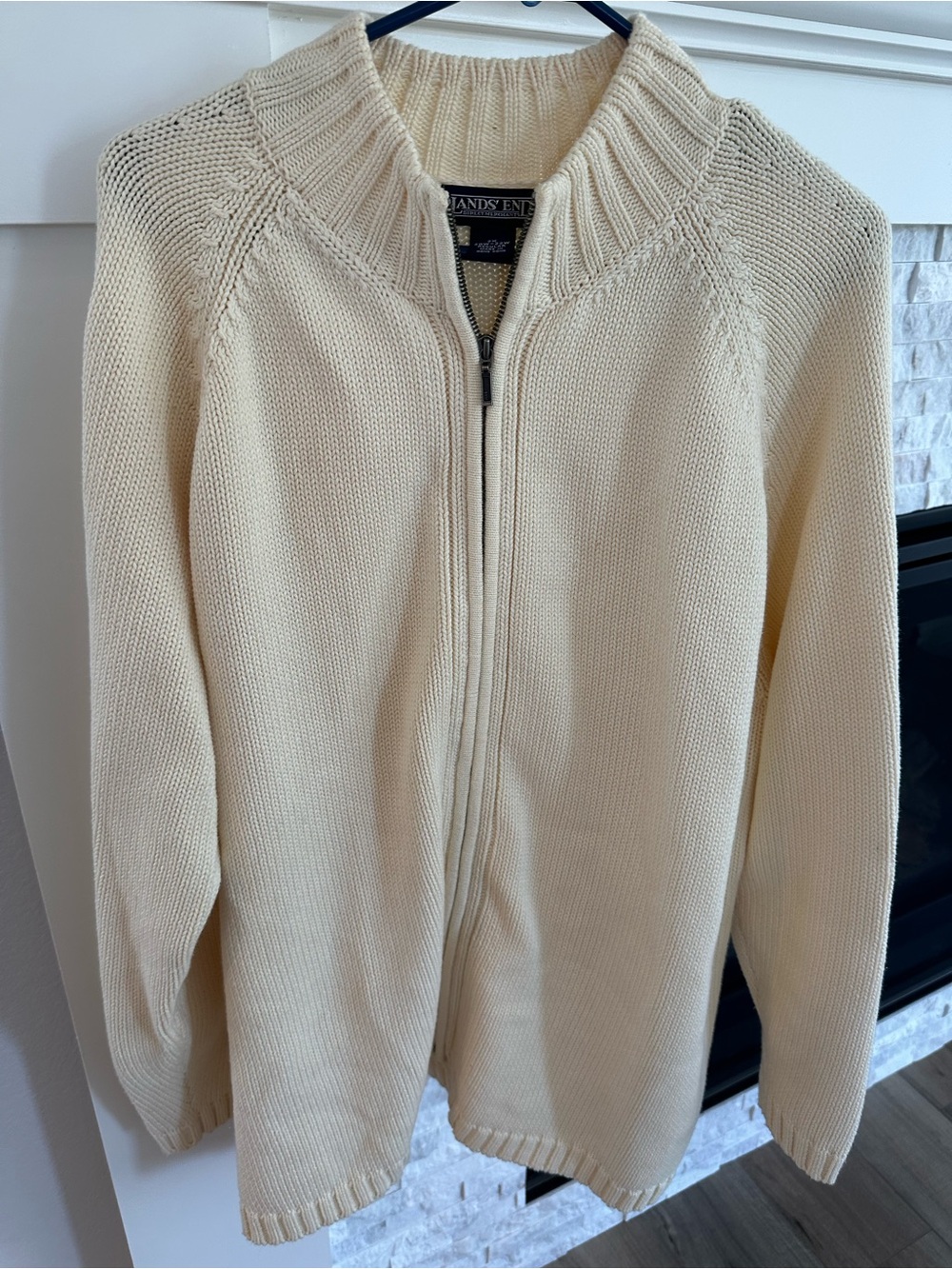 Lands' End Cream Zip-Front Women's Sweater 100% cotton.  Size 2x